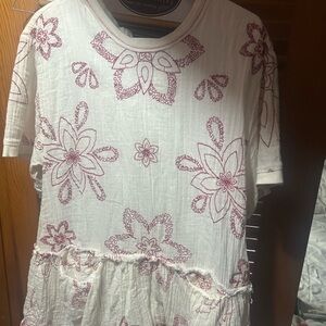 FP Movement by Free People White and Red Mini Dress with front pockets